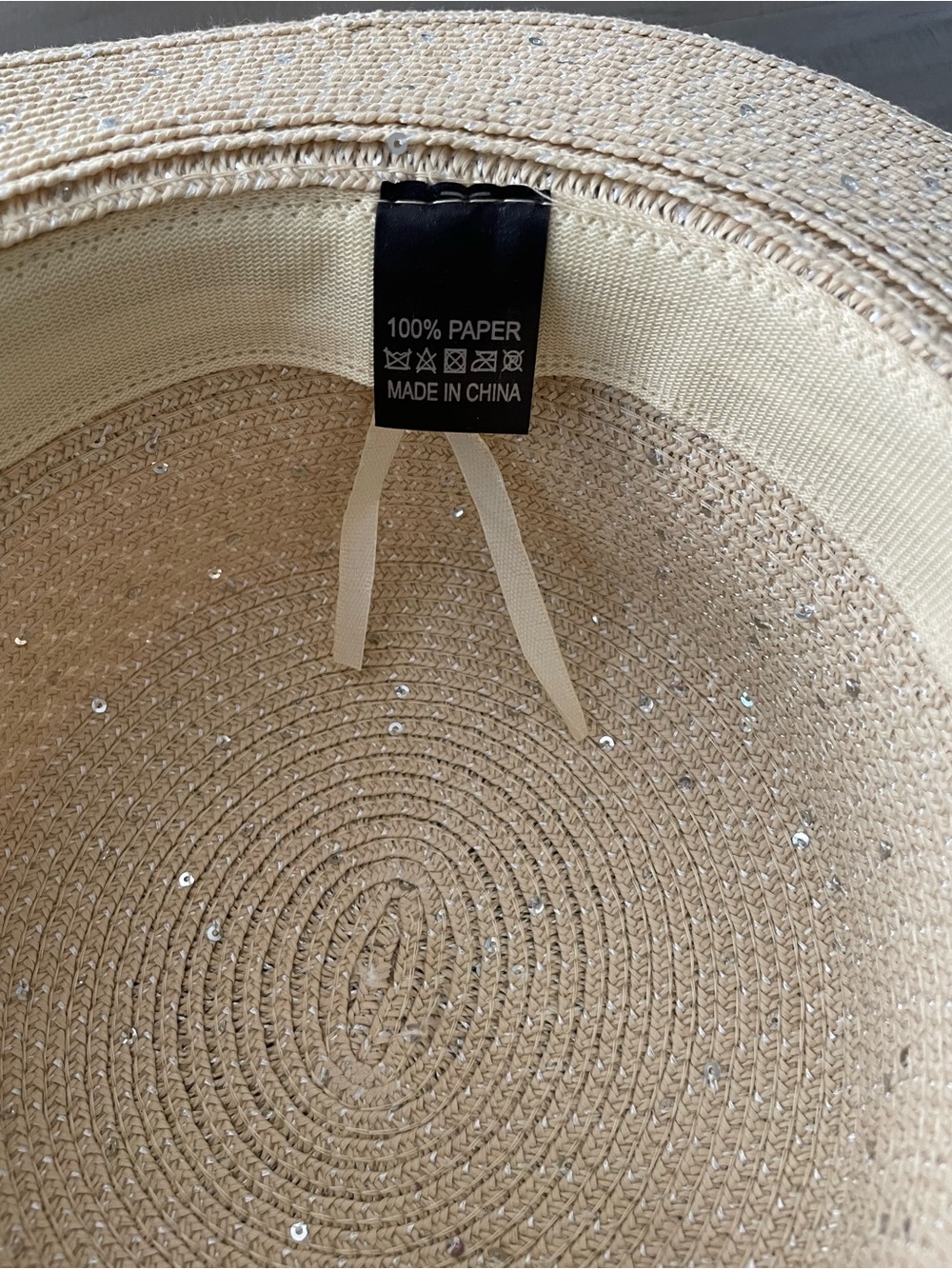 Straw Bee Hat with Black Band and Gold Bee Pin silver sequin sequins gg - Picture 7 of 10